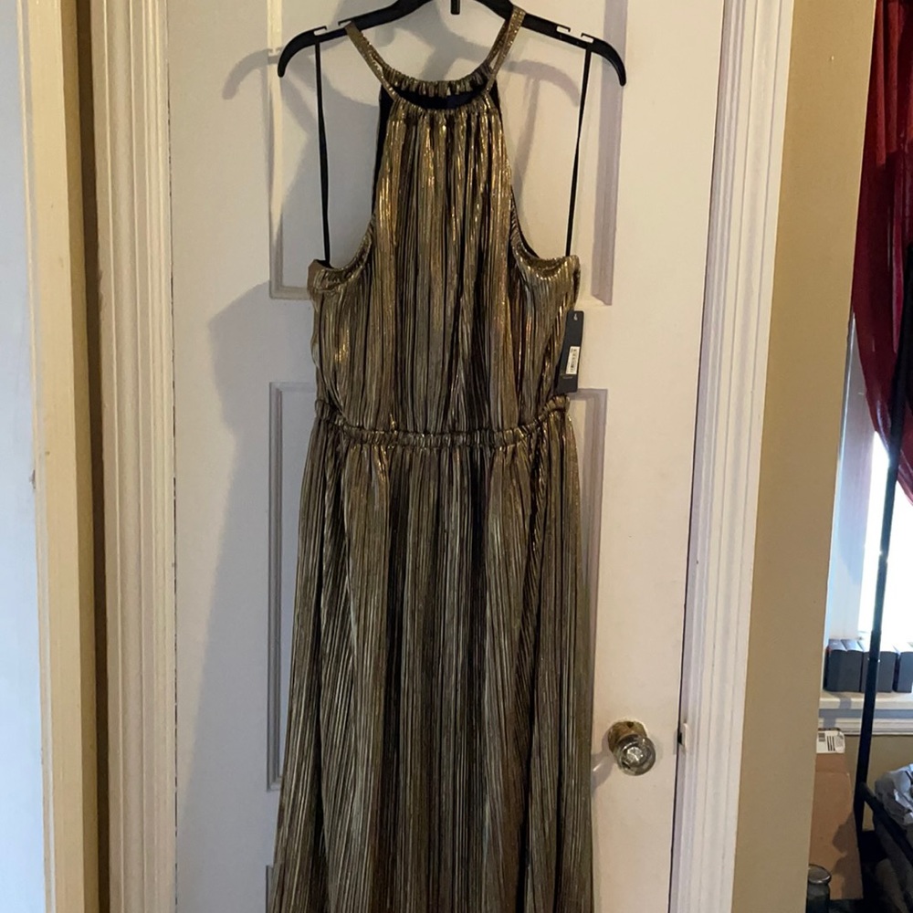 Gold dress, racer back/halter style